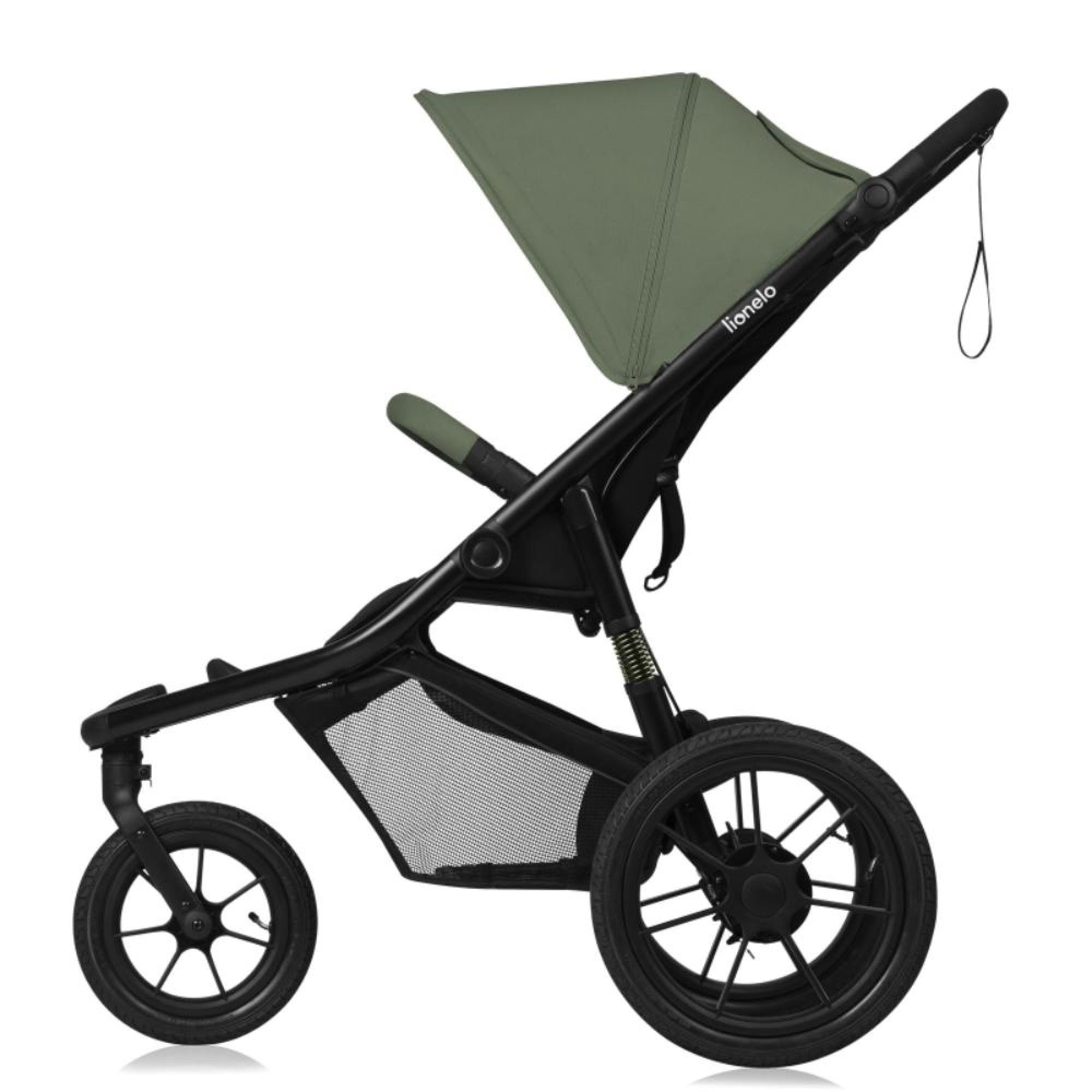 LIONELO AZURA Cochecito de Bebé para Correr desde 6 meses a 22 kg Carro Bebe Triciclo para Correr Respaldo Ajustable Posición Reclinada Ruedas Grandes Inflables Suspensión Completa Capota XXL (Green)