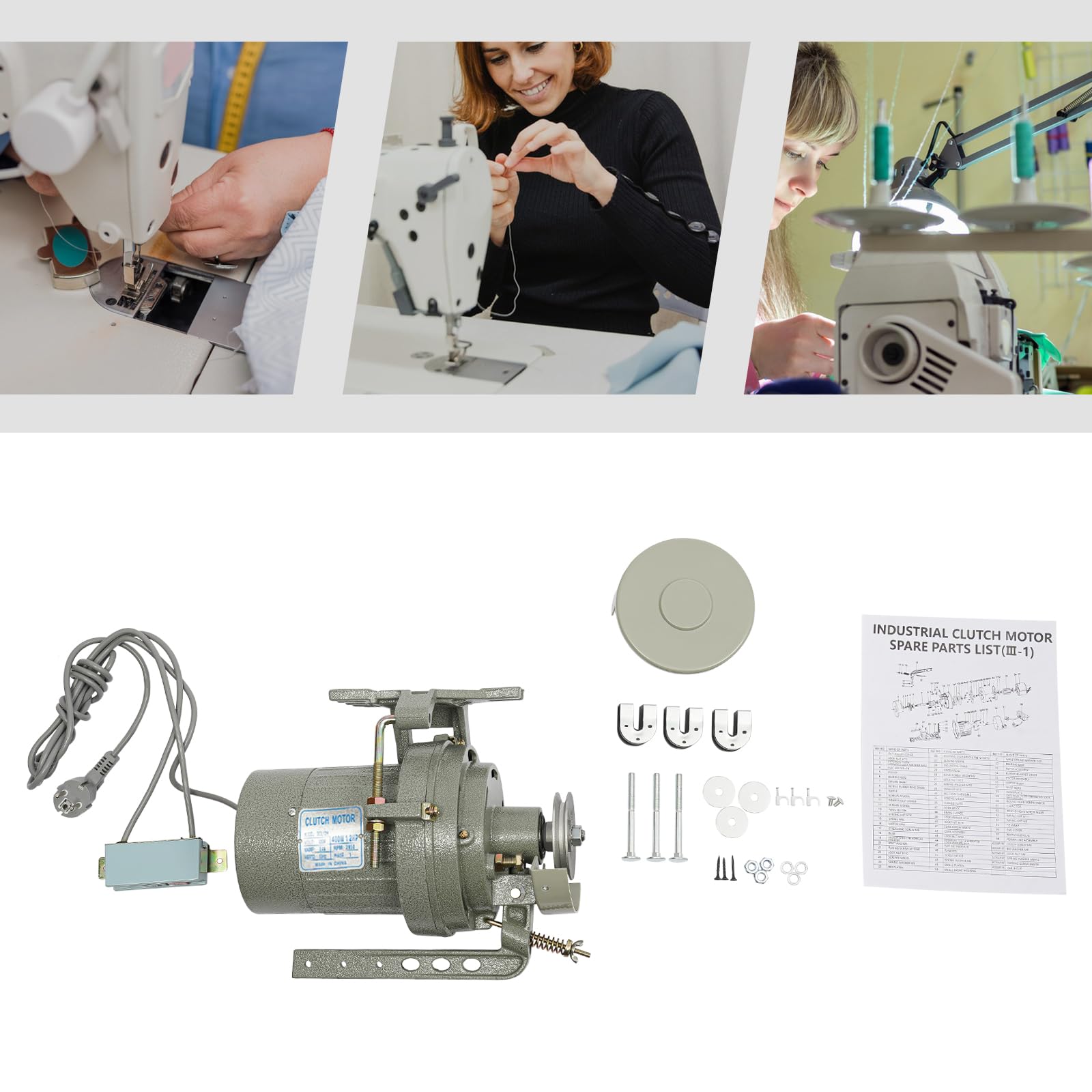 Motor de embrague 220 V 400 W, 2850 rpm, motor de embrague de cobre y aleación de aluminio, máquina de coser industrial, motor de máquina de coser eléctrico, silencioso, ahorro de energía, equipo