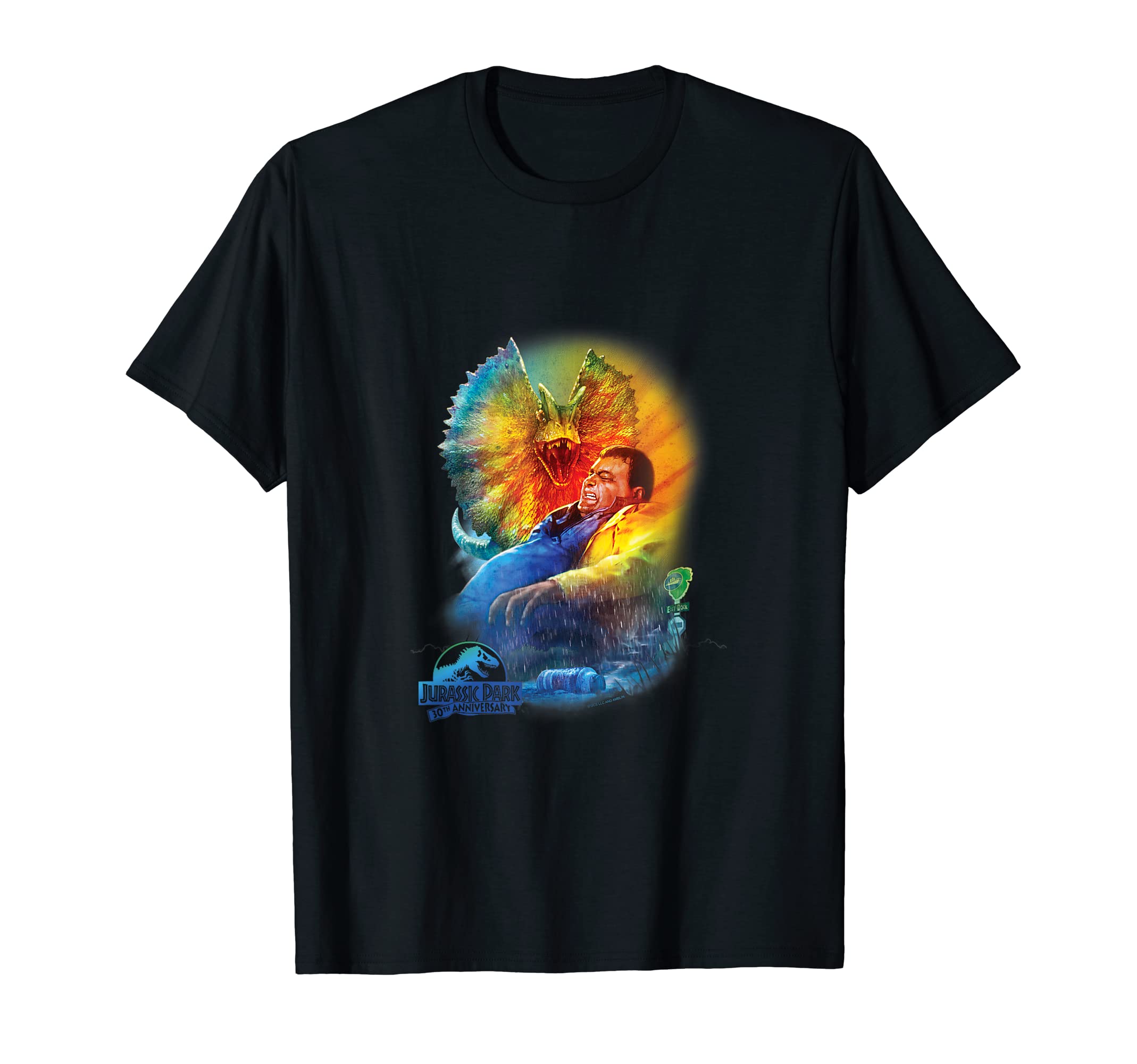 Jurassic Park 30th Anniversary Dilophosaurus T-Shirt - Unisex Kids - Black - Short Sleeve - Classic Fit - Cotton/Polyester BlendOEKO-TEX STANDARD 100