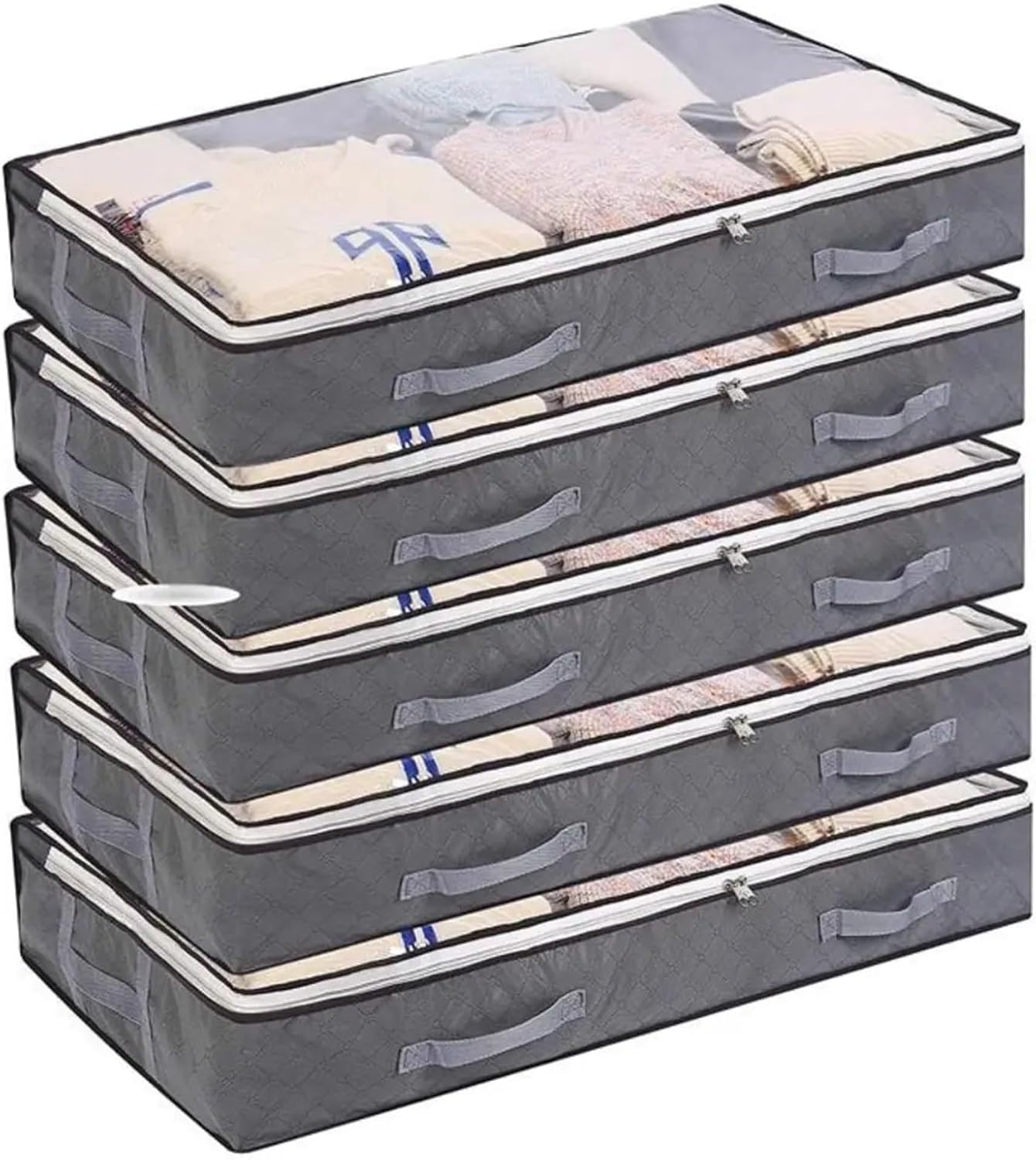 Under Bed Storage Box 2 PCS Large Underbed Storage Bag Foldable Fabric Storage Bags Nonwoven Zipped Organizer Shoes Clothes