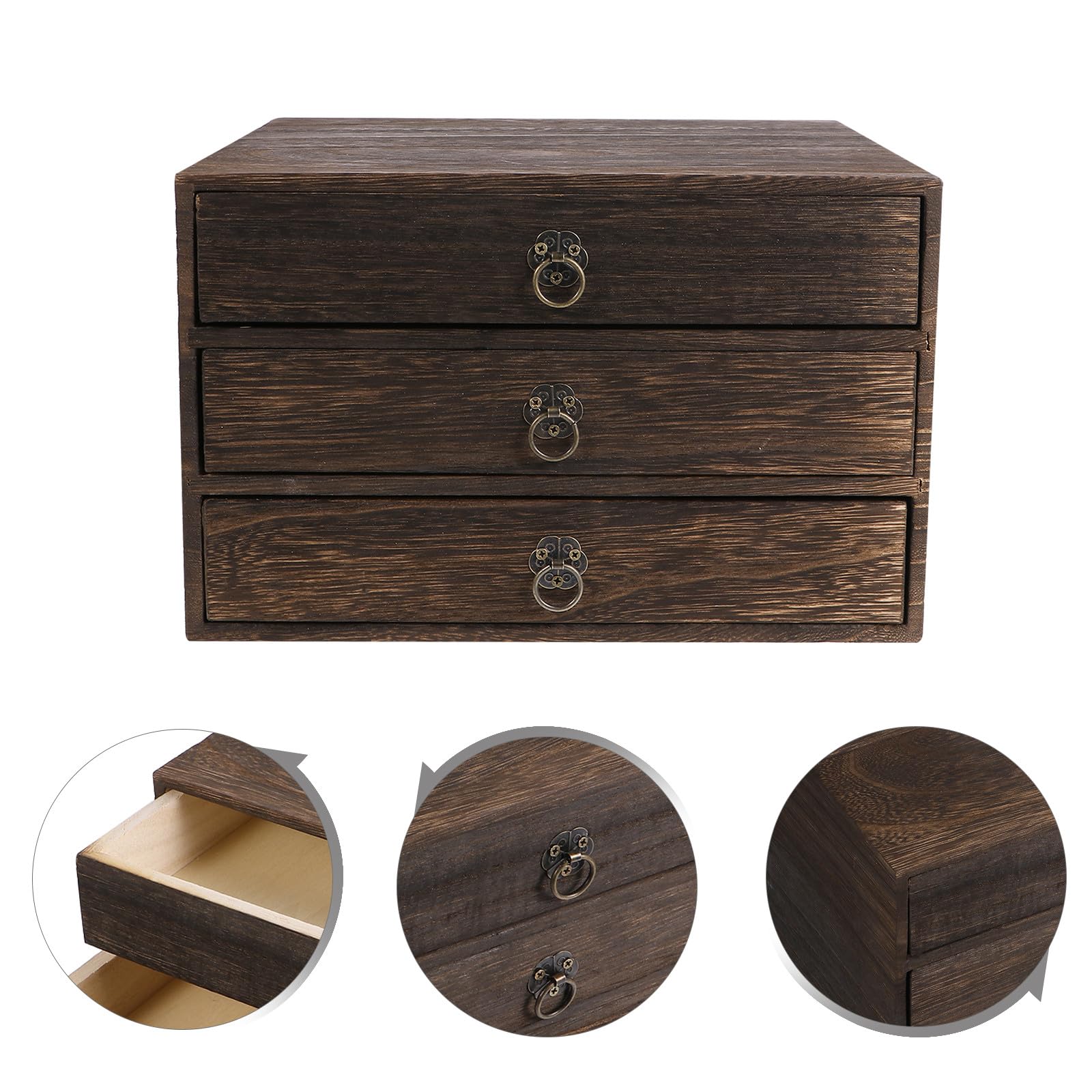 Homoyoyo Scatola da Scrivania Tipo Cassetto in Legno a 3 Strati, Organizer Laterale Scrivania per Piccoli Oggetti, Cassettiera Ufficio Compatta, Accessori Home Office