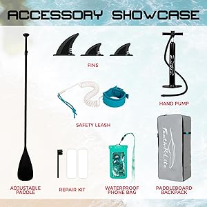 FEATH-R-LITE Inflatable Paddle Board Stand Up Paddleboards for Adults SUP with Premium Accessories Pump, Adjustable Paddle, Leash, Three Fins, Backpack