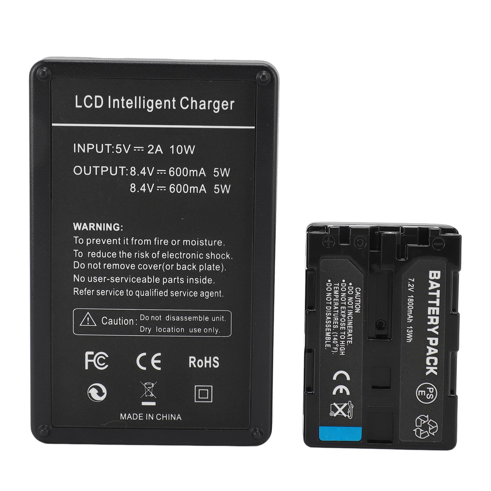 Batteria sostitutiva per fotocamera 1800 mAh con base di ricarica per accessori equivalenti per videocamera tipo M NP FM50 FM55H
