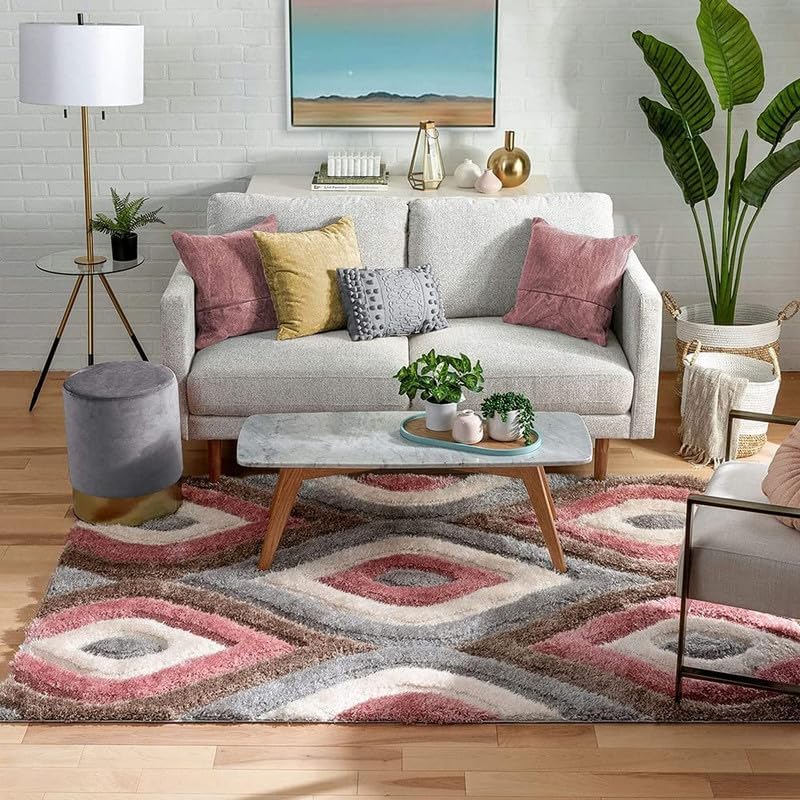 Image of Carpet for Living Room 5X7 FEET Modern Soft Shaggy Carpet Thick, Fluffy & 2 inch Pile Shag Rug for Your Kids Room, Bedroom & Livingroom (Multi B)