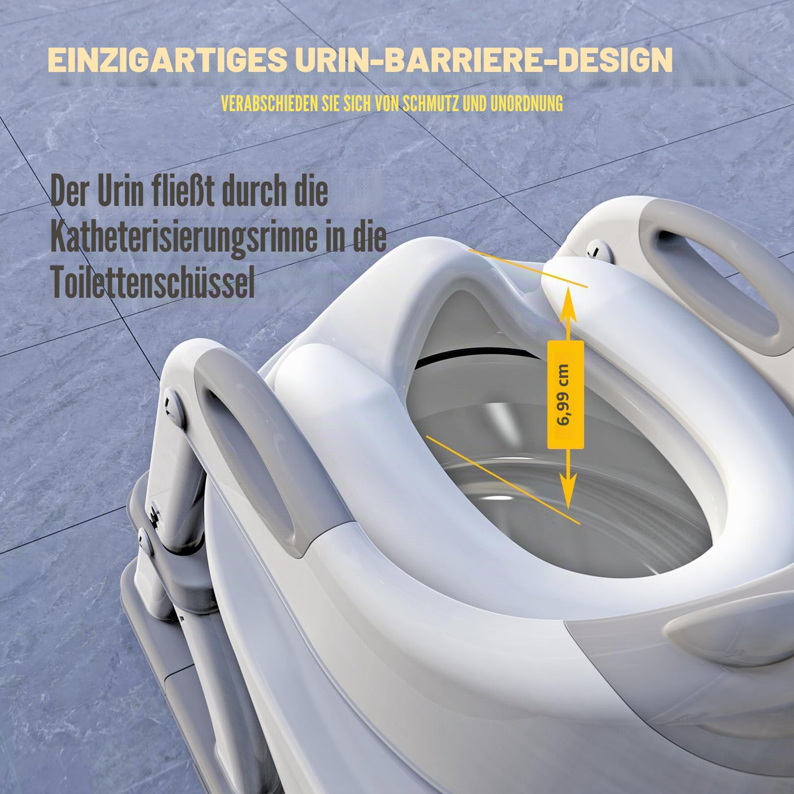 SKYROKU Toilettensitz 2 in 1 Toiletten Aufsatz für Kinder 2-7 Jahre Upgraded Stabil bis 90kg PP(BPA-frei) Wc Sitz mit Treppe Brille Toilettenleiter Rutschfestes Familie Kita (Grau-8898)