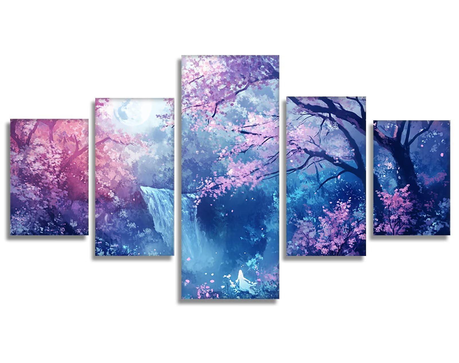 Diamentowe malowanie Japonia Diamentowe malowanie 5 Pezzi kwiaty wiśni DIY Zestaw do malowania diamentowego dla dorosłych, 5D Creart Embroidery Diamentowe malowanie do dekoracji ścian domu 250x120cm