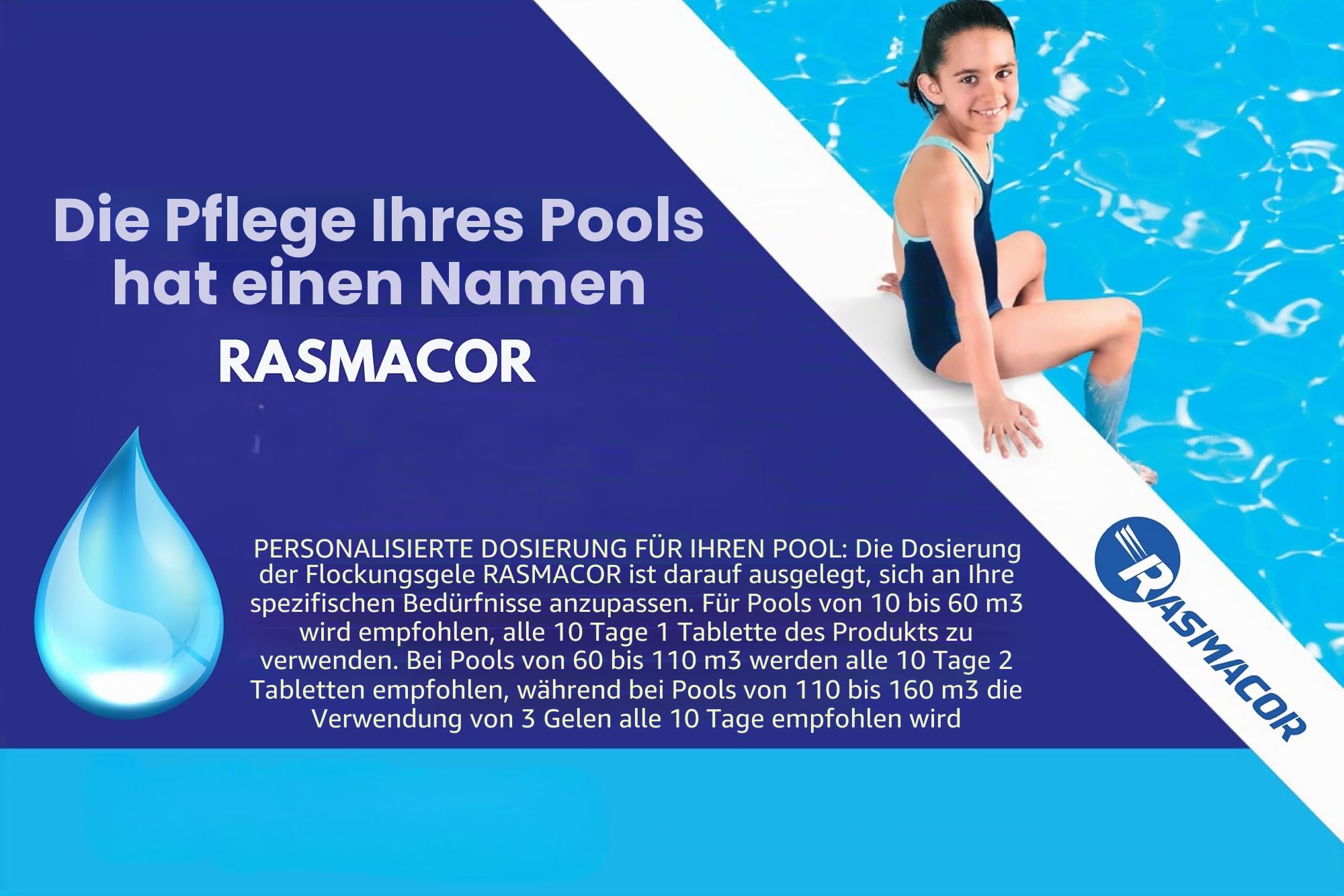Packung mit 6 Monodosis-Gel-Flockungsmittel | Flockungsgel für Einzeldosen | Poolwasserreiniger und -klärer | Totale Wassertransparenz | RASMACOR