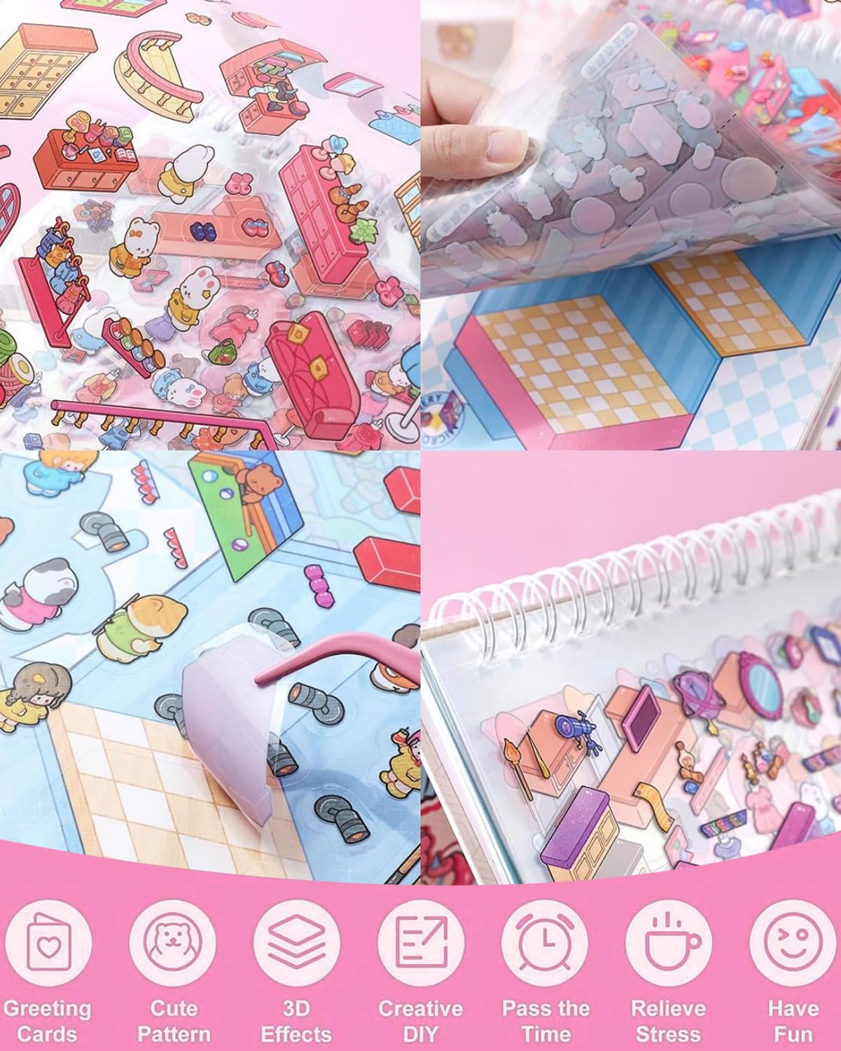 Ensemble de 10 pièces Stickers Scene Autocollant 3D de Scène, Sticker Scene Miniature avec Pincette, House Aménagement paysager Miniature Autocollants pour Adultes, Enfants