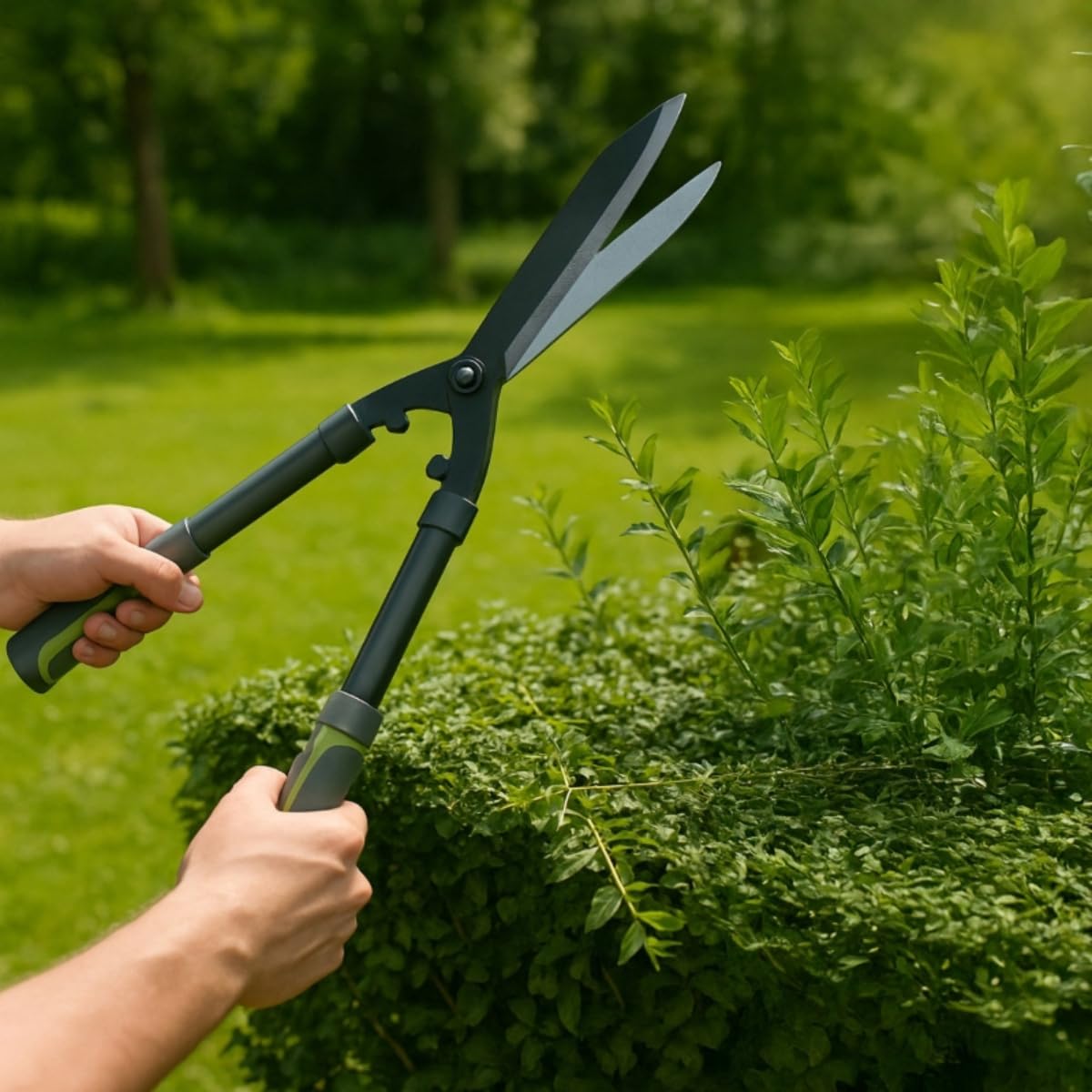 Kinzo Cisaille à Haie Télescopique 65-85cm - Ciseaux de Jardin pour Haies et Arbustes - Lames Antiadhésives - Poignées Ergonomiques - Outil de Jardin Léger pour une Coupe Précise