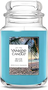 Yankee Candle Large Jar Scented Candle with up to 150 Hour Burn Time, Premium Plant Wax Blend for Consistent Burn, 22 oz Jar Candle with Room Filling Fragrance, Beach Escape
