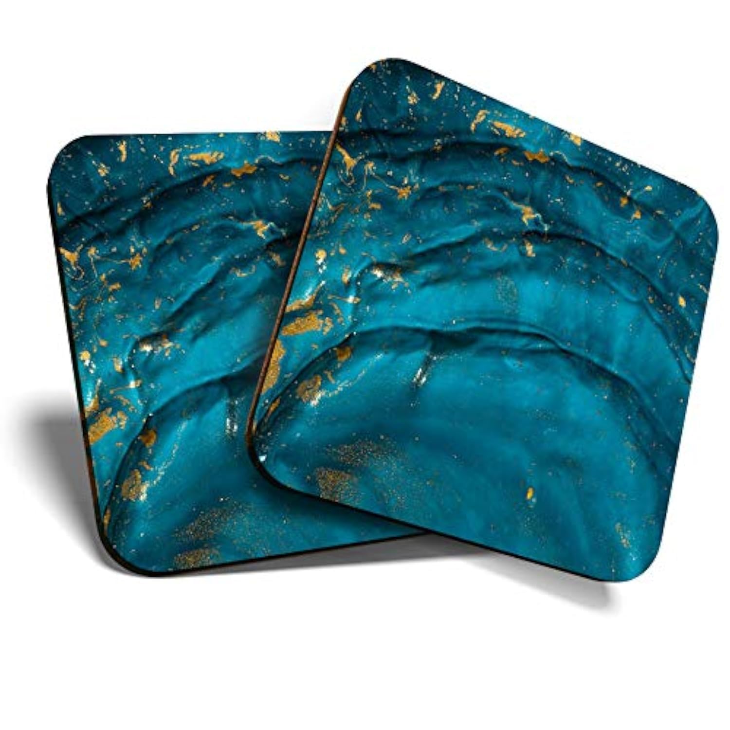 Graf Lantz Lot De 4 Dessous De Verre Carrés – Happy – Bleu Sarcelle, Matcha, Sel Gemme, Orange