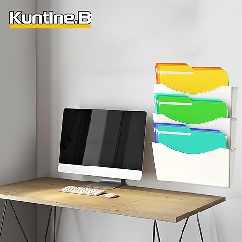 Miniatura 6 de Kuntine.B Paquete de 3 soportes blancos de un solo bolsillo para colgar en la pared, organizador de revistas para correos electrónicos para oficina