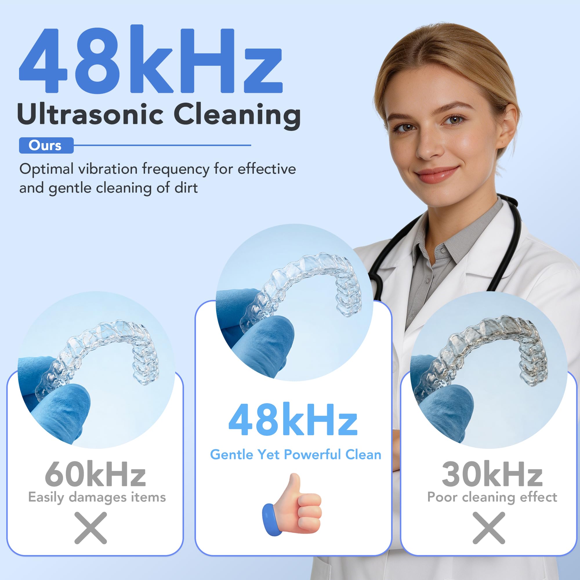 Xbeauty Macchina per la pulizia a ultrasuoni per protesi, 48 kHz con 4 modalità temporizzate, timer digitale da 200 ml per fermi, paradenti, bretelle, allineatori, spazzolini da denti e gioielli, rosa