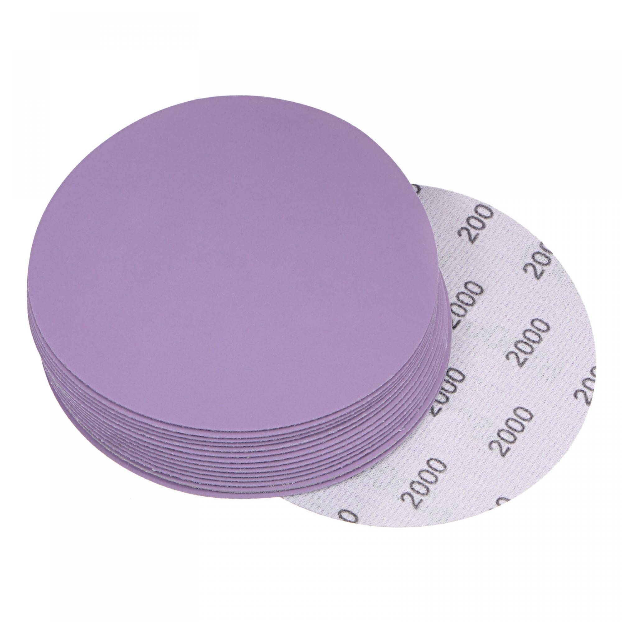 sourcing map 15Pcs 5-Inch Purple Sanding Discs 2000 Grits Hook and Loop Professional Aluminum Oxide Sand Paper Wet Dry Polish for Wood Metal Paint Finishing