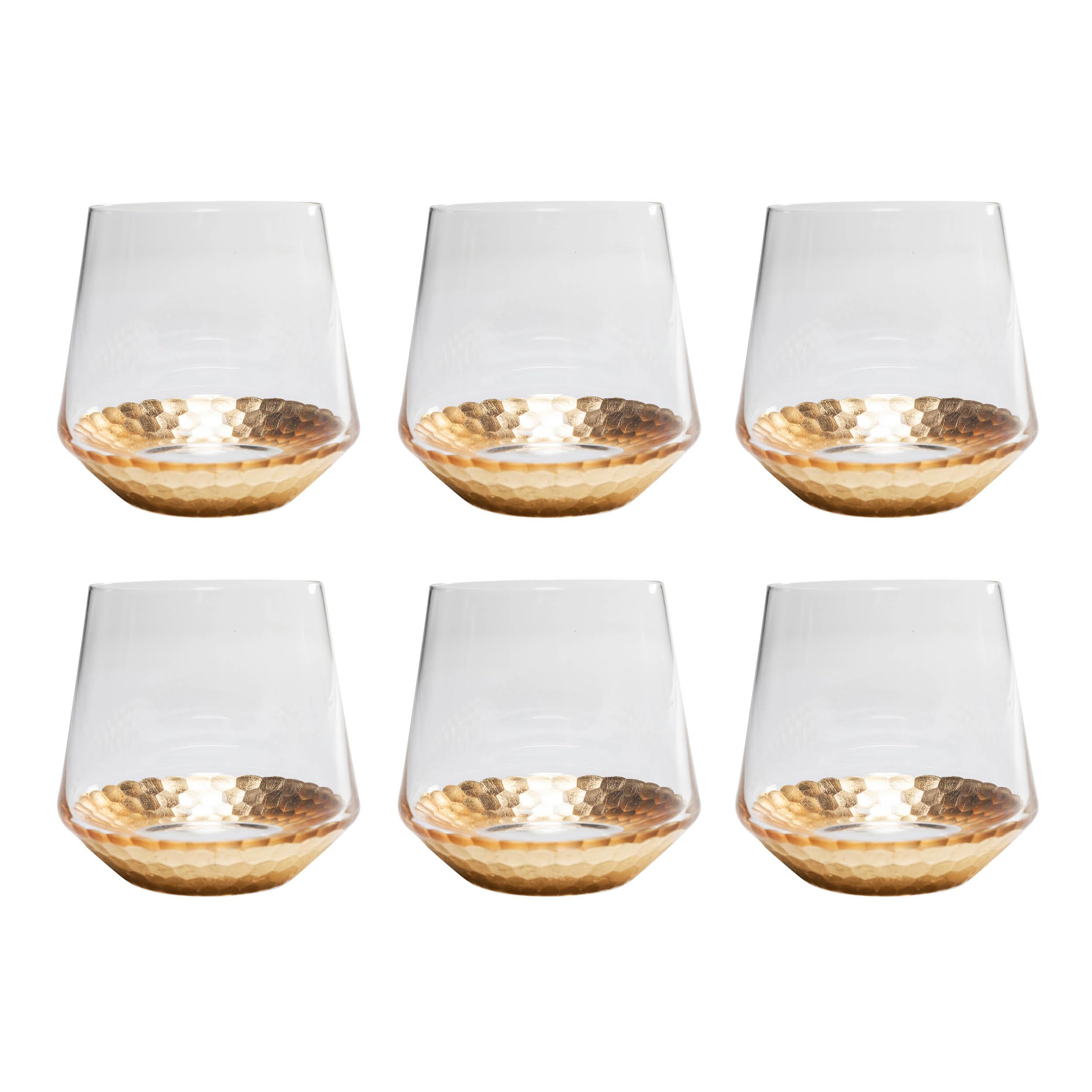 Kare Design Glas-Set Gobi 6-teilig, 400ml, goldene Details, mattes Wabenmuster