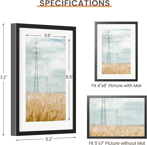 Miniatura 4 de Fun Memories Portarretratos de aluminio de 5 x 7 pulgadas, marcos de fotos de aluminio de 5 x 7 pulgadas con paspartú extraíble de 4 x 6, ideal para