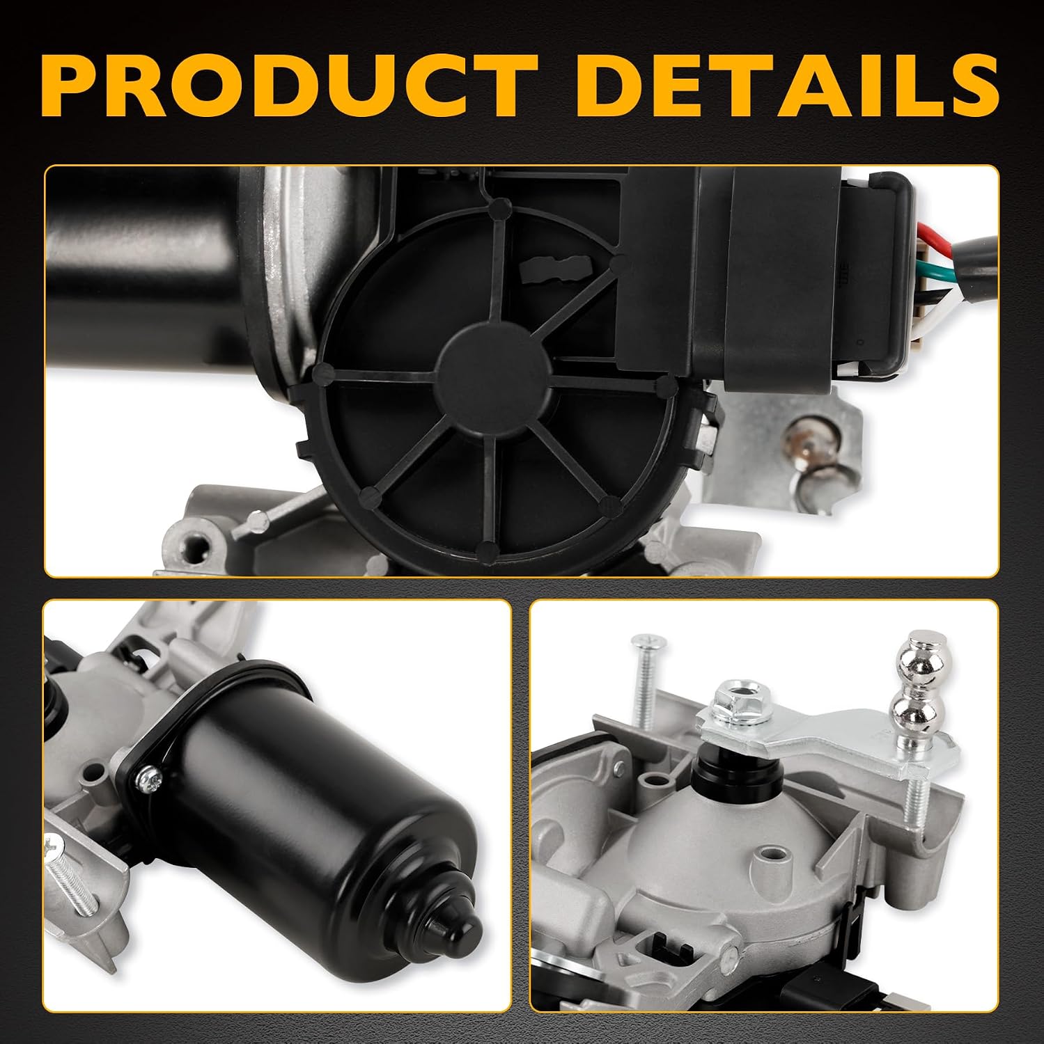 Front Windshield Wiper Motor Compatible with Dodge Ram 1500 2500 3500 4500 5500 3.7L 5.7L 5.9L 6.7L 8.0L 8.3L, 5 Pin Windshield Linkage Wiper Motor Replace 55077098AC 55077098AF 55077098AJ