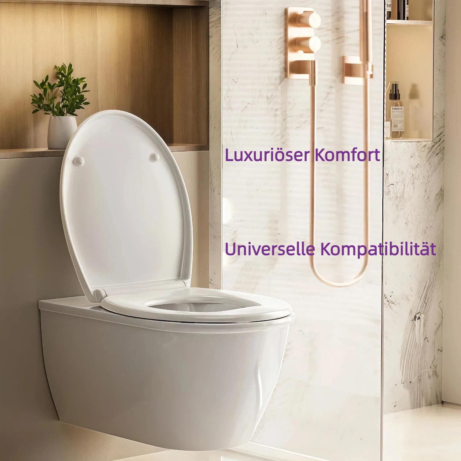 Deska sedesowa wolnoopadająca, owalna, łatwy montaż, antybakteryjna i odporna na działanie promieni UV, funkcja Quick Release, materiał urealdehydowy, deska sedesowa, wytrzymała