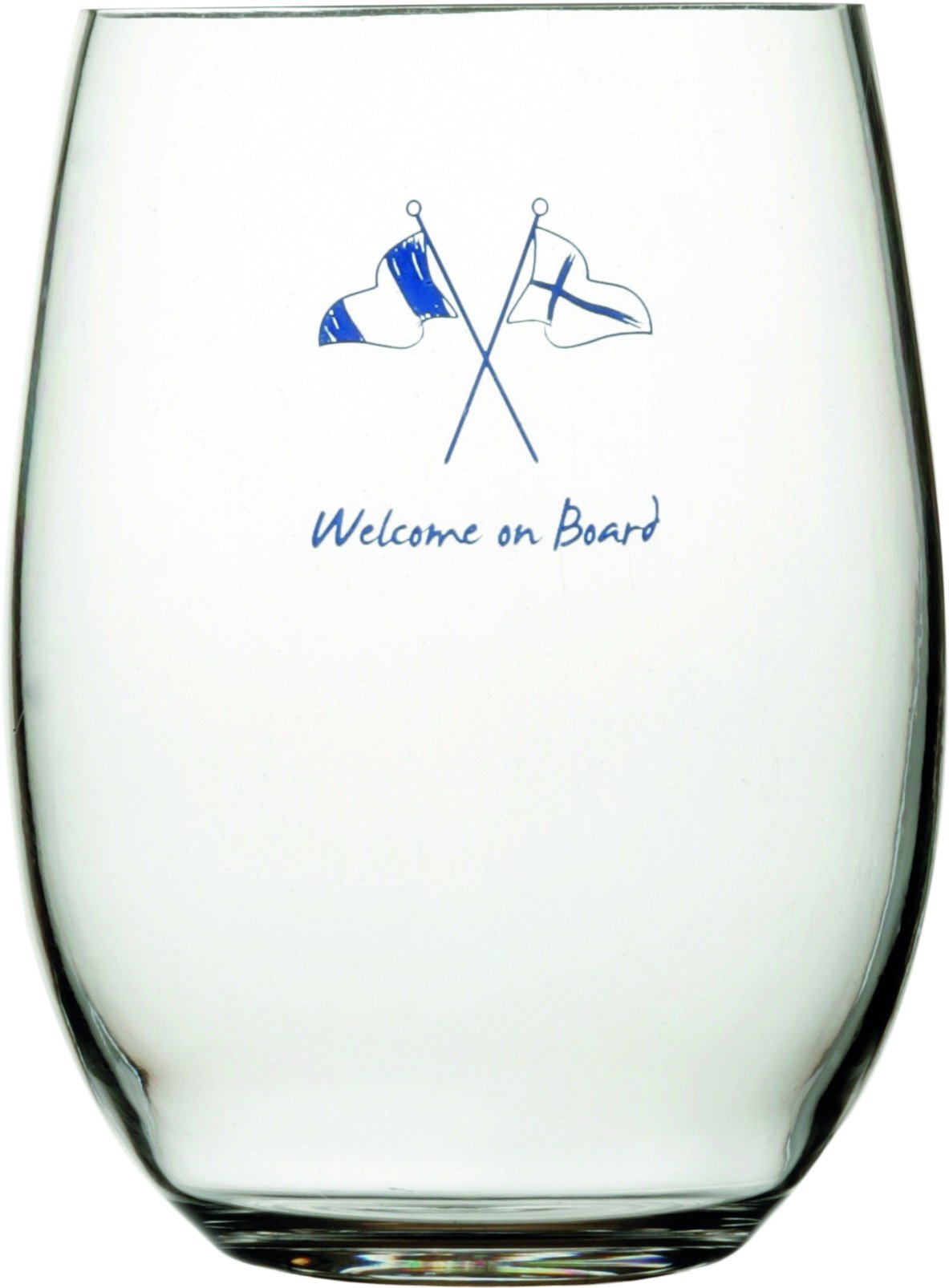 MB Coastal Designs Welcome on Board Nautical Shatter Proof Non-Slip Beverage Glass, Clear, Set of 6