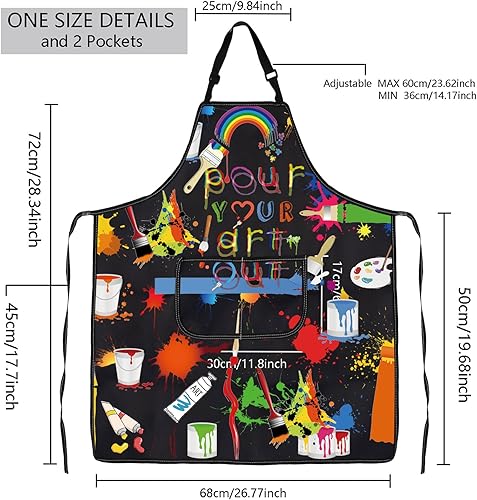 Miniatura 9 de MBMSO Delantal de artista de pintura, delantal artístico, regalos de pintor, regalos divertidos para profesores, estudiantes, delantal de pintura,