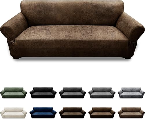 Miniatura 81 de Fundas para sillón con cojines en forma de T de 2 piezas, apariencia de cuero, funda para sofá, funda para silla, protector elástico para muebles,