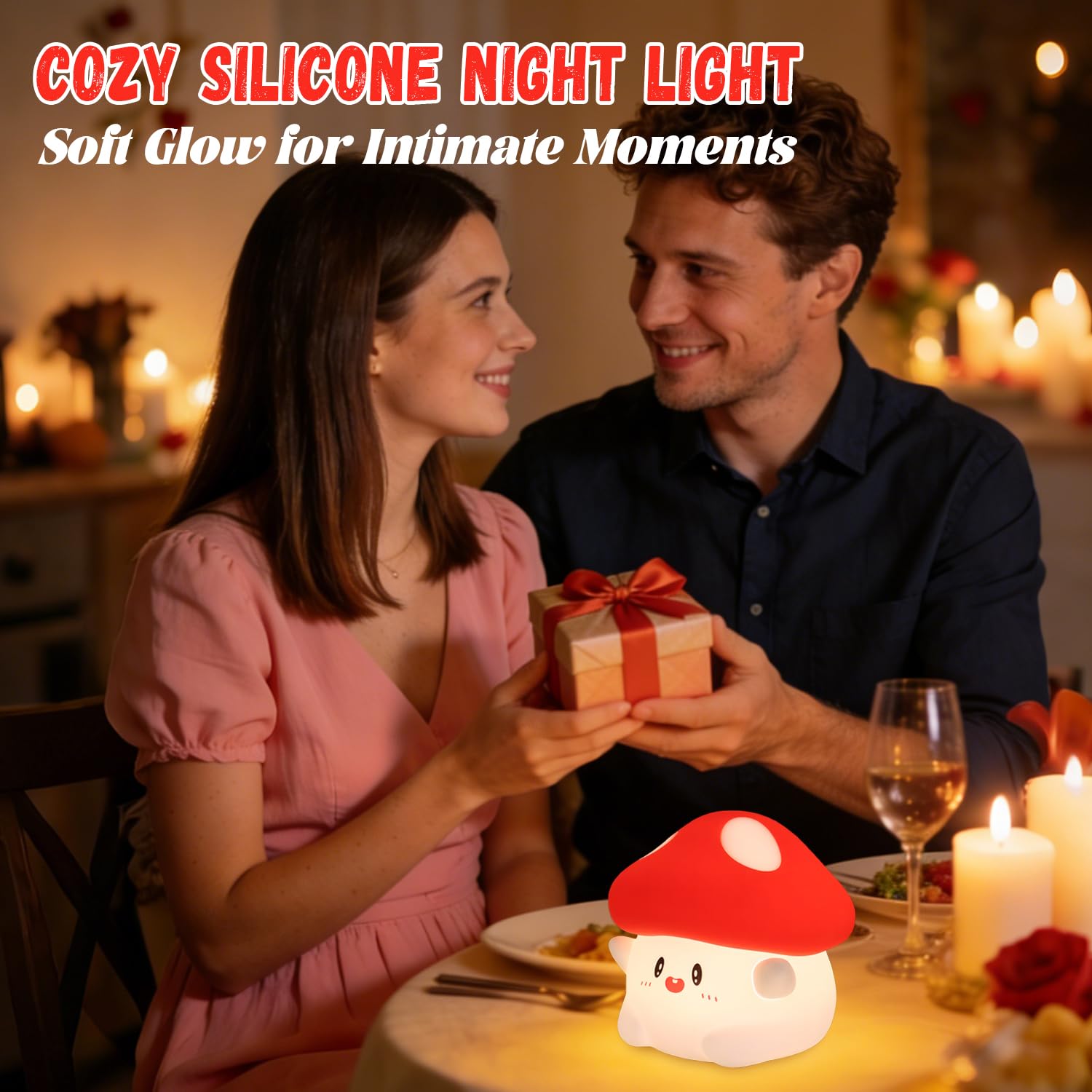 Lampada in silicone a forma di fungo, luce notturna a forma di fungo con timer, morbida luce dimmerabile per la cameretta dei bambini, luce notturna portatile a LED ricaricabile, decorazione