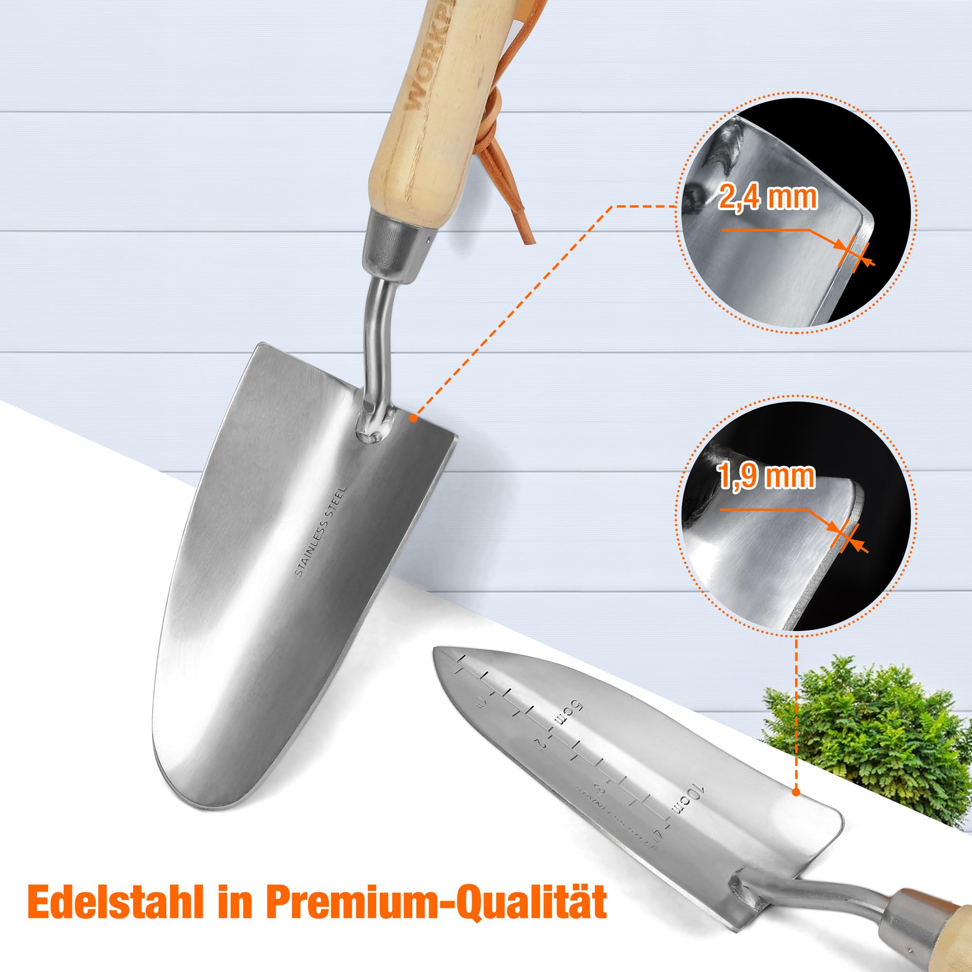 WORKPRO Gartenwerkzeug Set, 8 in 1 Gartengeräte mit Aufbewahrungstasche, aus Edelstahl, Gartenschaufel mit Holzgriff, Blumenschere, Gartenkralle, Handgrubber, Geschenk für Gärtnerinnen und Gärtner