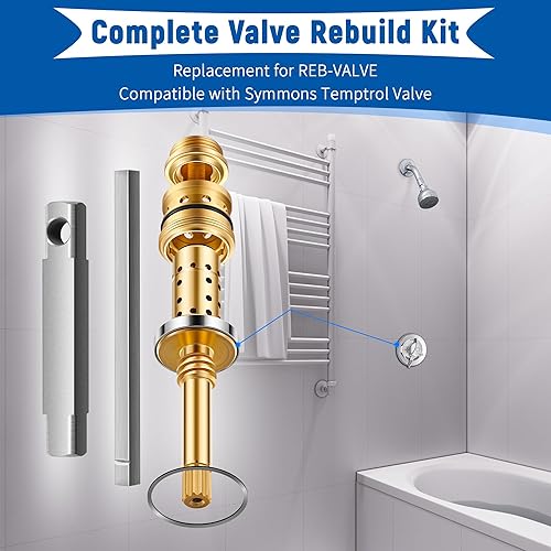 Miniatura 3 de Enhon Kit de reconstrucción de válvula de repuesto para REB-VALVE, compatible con válvula Temptrol Symmons, conjunto de husillo TA-10, asientos