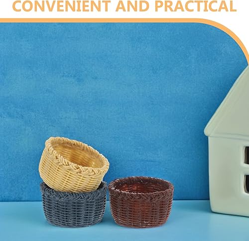 Miniatura 9 de Cesta de soporte para plantas en miniatura: Cabilock 3 piezas de casa de muñecas en miniatura, cesta tejida en miniatura, pequeña artesanía para