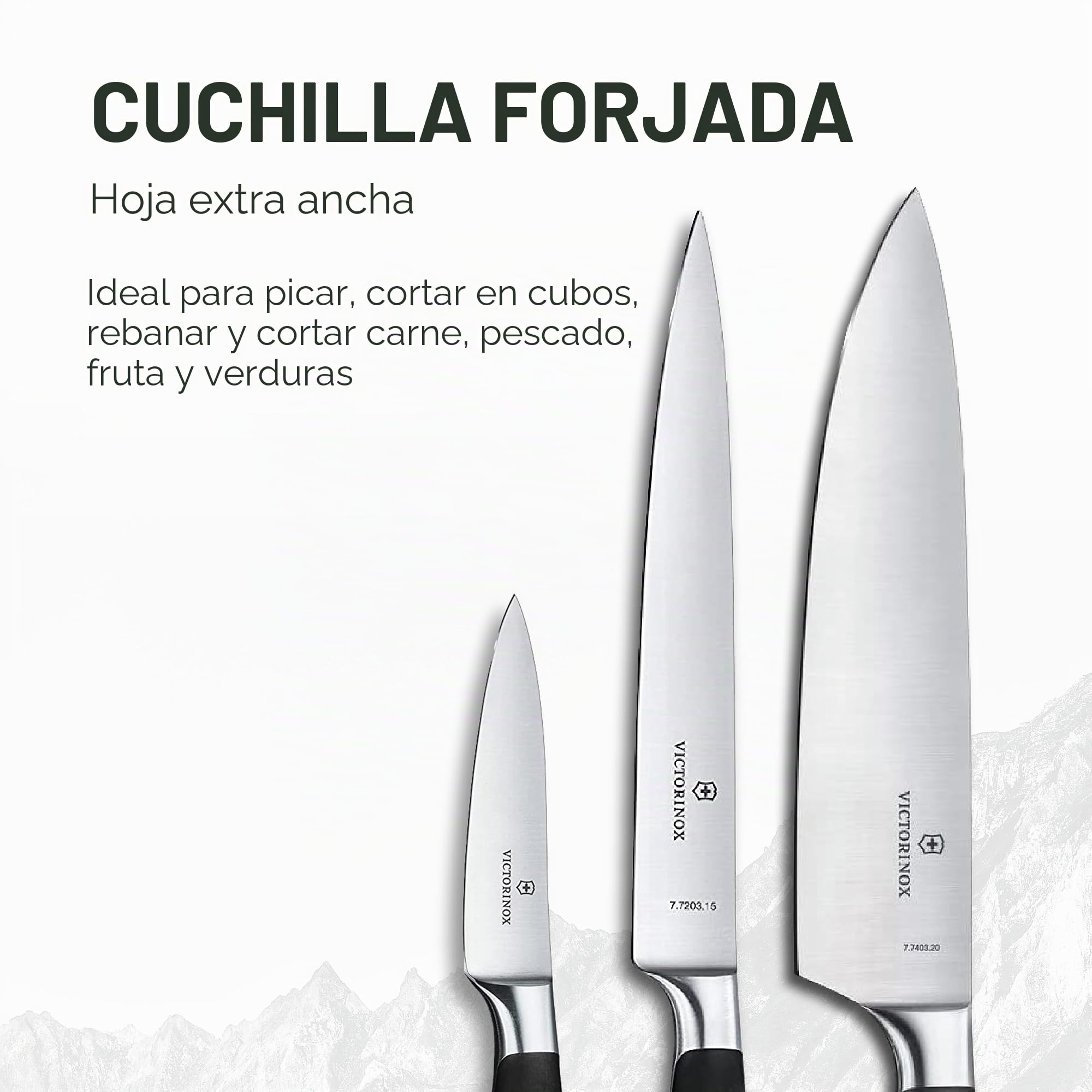 Victorinox Grand Maître, set de cocina profesional, 3 piezas, afilado recto, extra afilado, mango de plástico robusto, negro