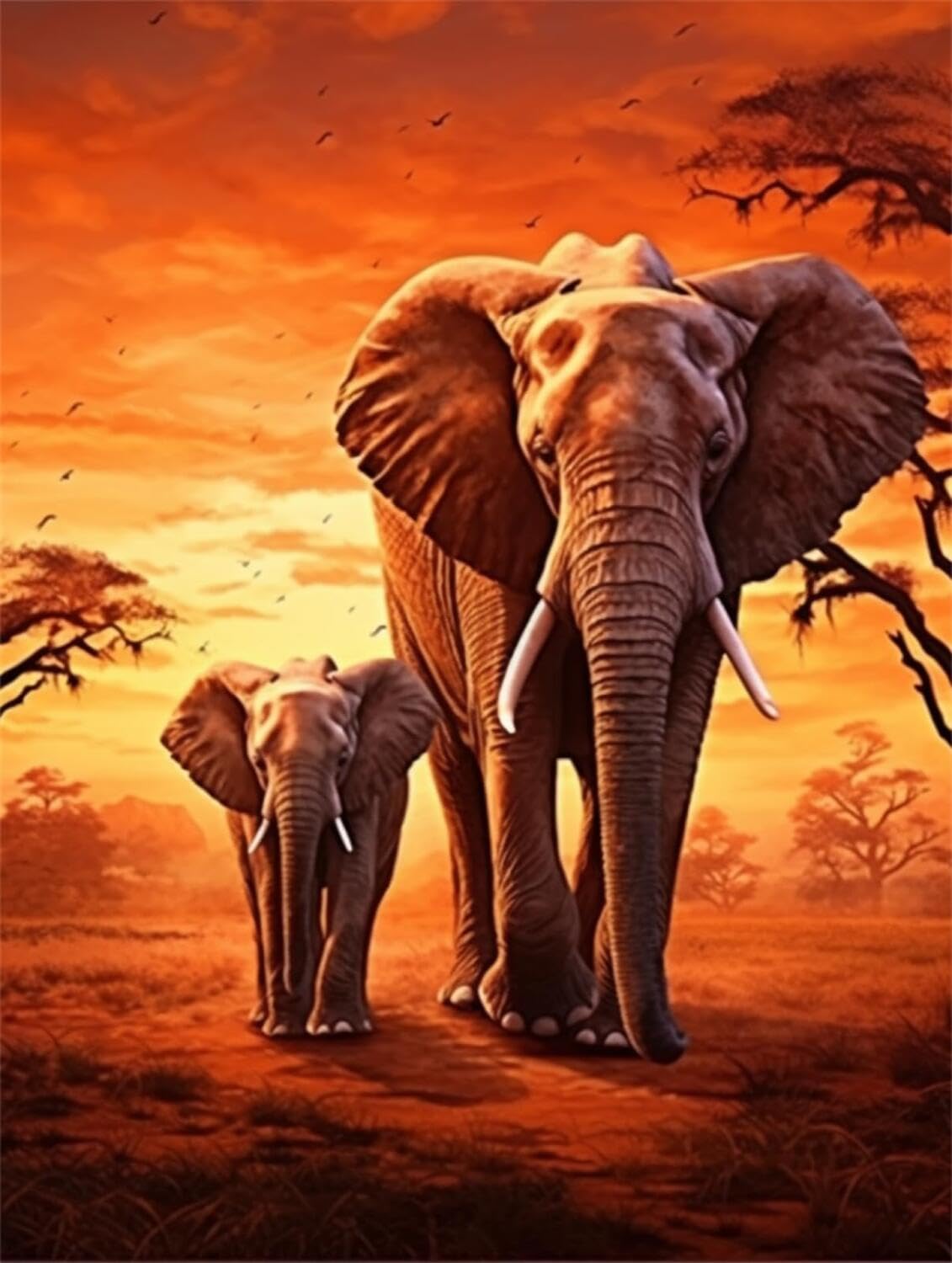 Rqwybcaxn DIY Latch Hook Rug Making Kits Two Elephants 55x75cm