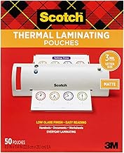 Scotch Matte Thermal Laminating Pouches, Ultra Clear with Matte Finish, ...