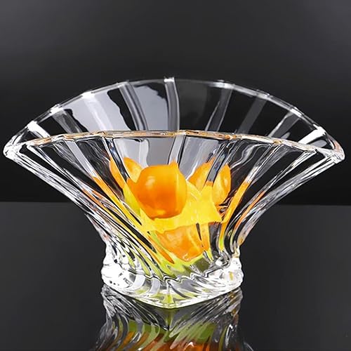 Miniatura 3 de CLoxks Tazón de fruta decorativo para mesa, plato de frutas de vidrio de alta gama, plato de fruta alto de alta gama, estilo de lujo ligero, sala de