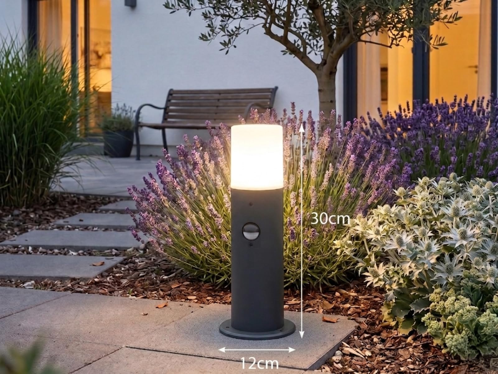 Trio Leuchten Hoosic 522260142 zewnętrzna lampa drogowa, aluminium, antracyt/biała, czujnik ruchu