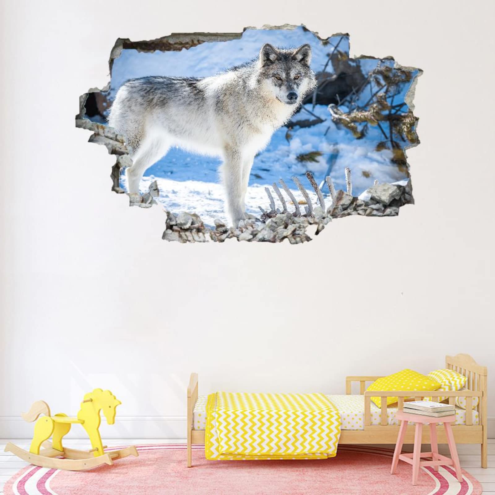 Decorazione Da Parete 3D, Lupo Stanza Delle Autoadesivo Della Parete Smontabile Neve Decalcomanie Per Camera Da Letto Per Bambini Nursery Decorazioni Per Matrimoni Regalo 80x120cm