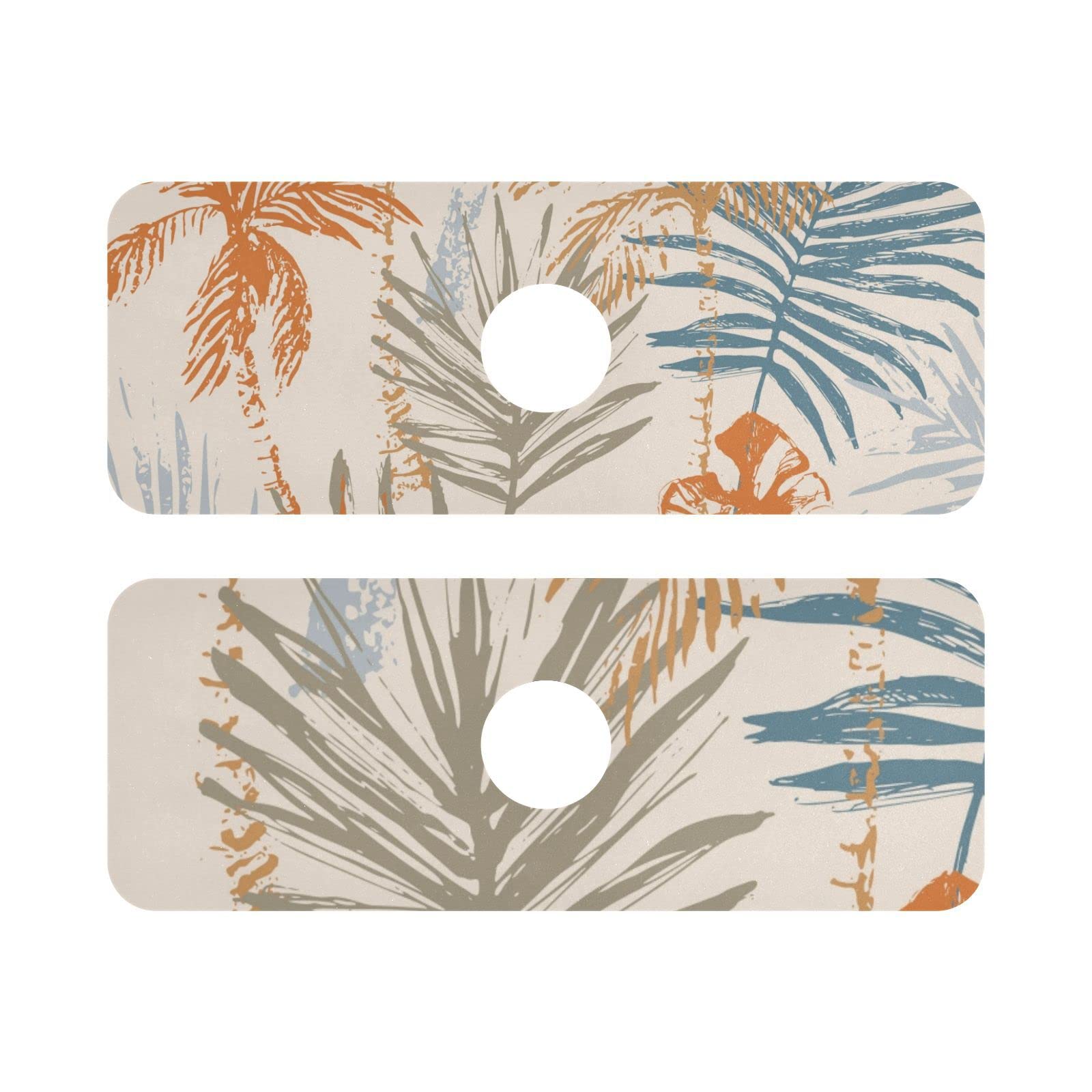 susiyo Colorful Tropics Palm Trees Sinkmat for Kitchen Faucet, Absorbent Microfiber Fabric, Convenient Machine Washable Splash Guard and Drip Catcher for Around Faucet Handle