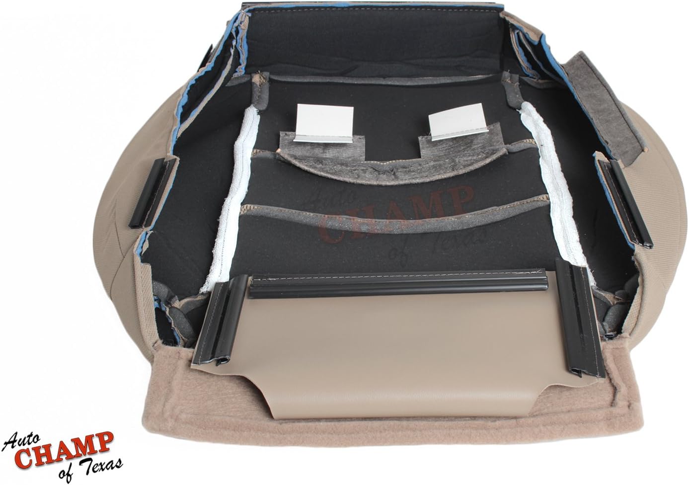 Driver-Side Bottom Cloth Seat Cover Compatible with 2003-2007 Ford Super Duty F-250, F-350 XLT X-Cab, Quad-Cab - Medium Pebble Tan