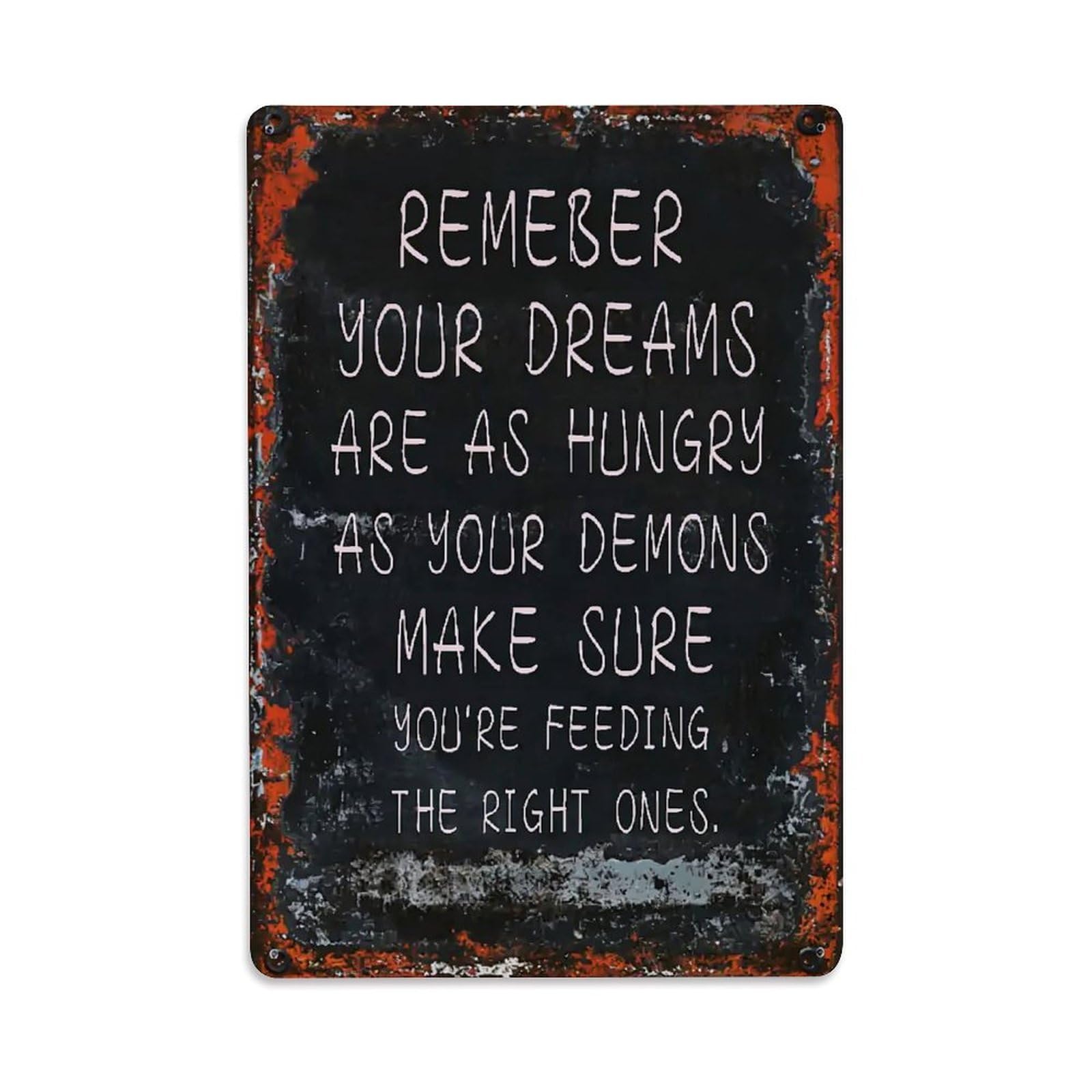 Jdfenggu Vintage Remember Your Dreams Are Hungry Retro Metal Tin Sign, Decor Art Poster For Bar, Home, Man Cave, Kitchen, Laundry Room Gift 8X12inch