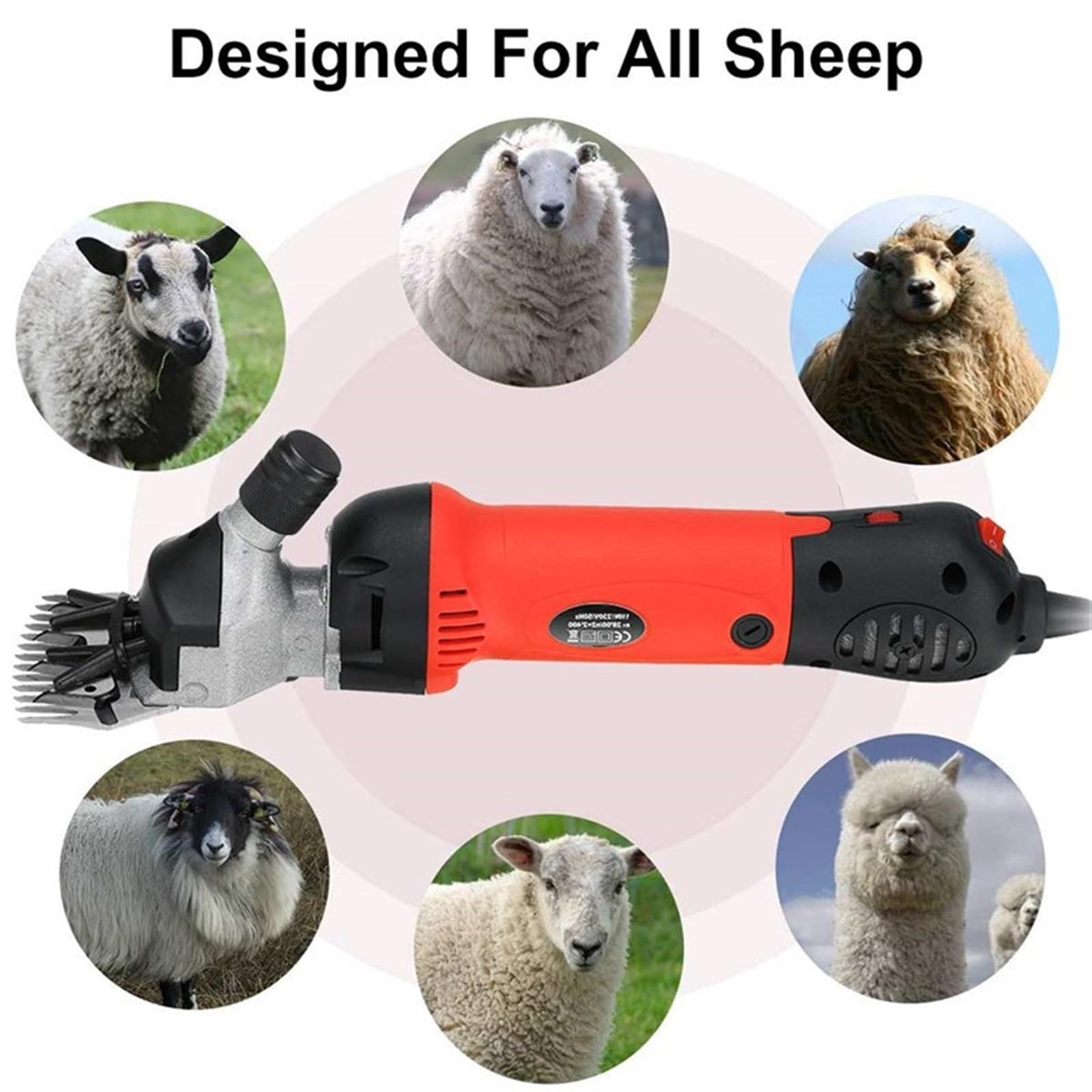 Tosatrice elettrica Resistente Regolabile da 1500 W for la rasatura della Lana di Pelliccia in Pecore, capre, bovini e Altri Animali Domestici da Allevamento
