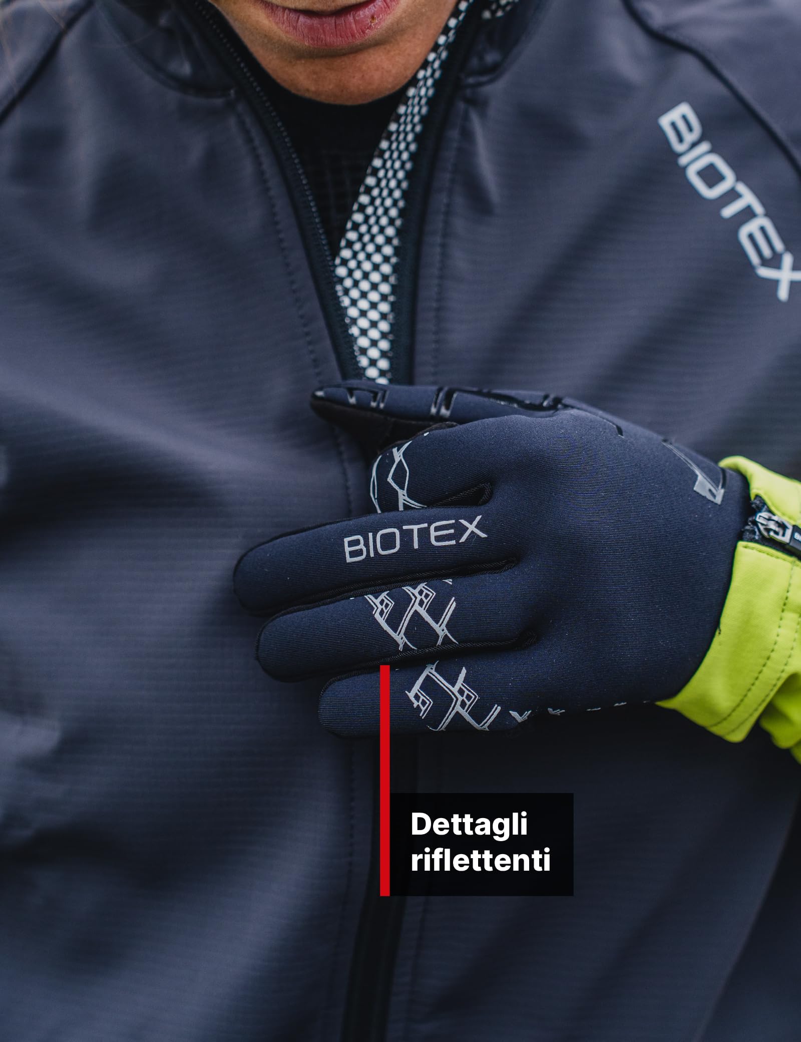 BIOTEX Guanti Neoprene per Bici a Dita Lunghe, con Tecnologia Touchscreen, Protezione dal Freddo, ideale per Ciclismo su Strada o MTB