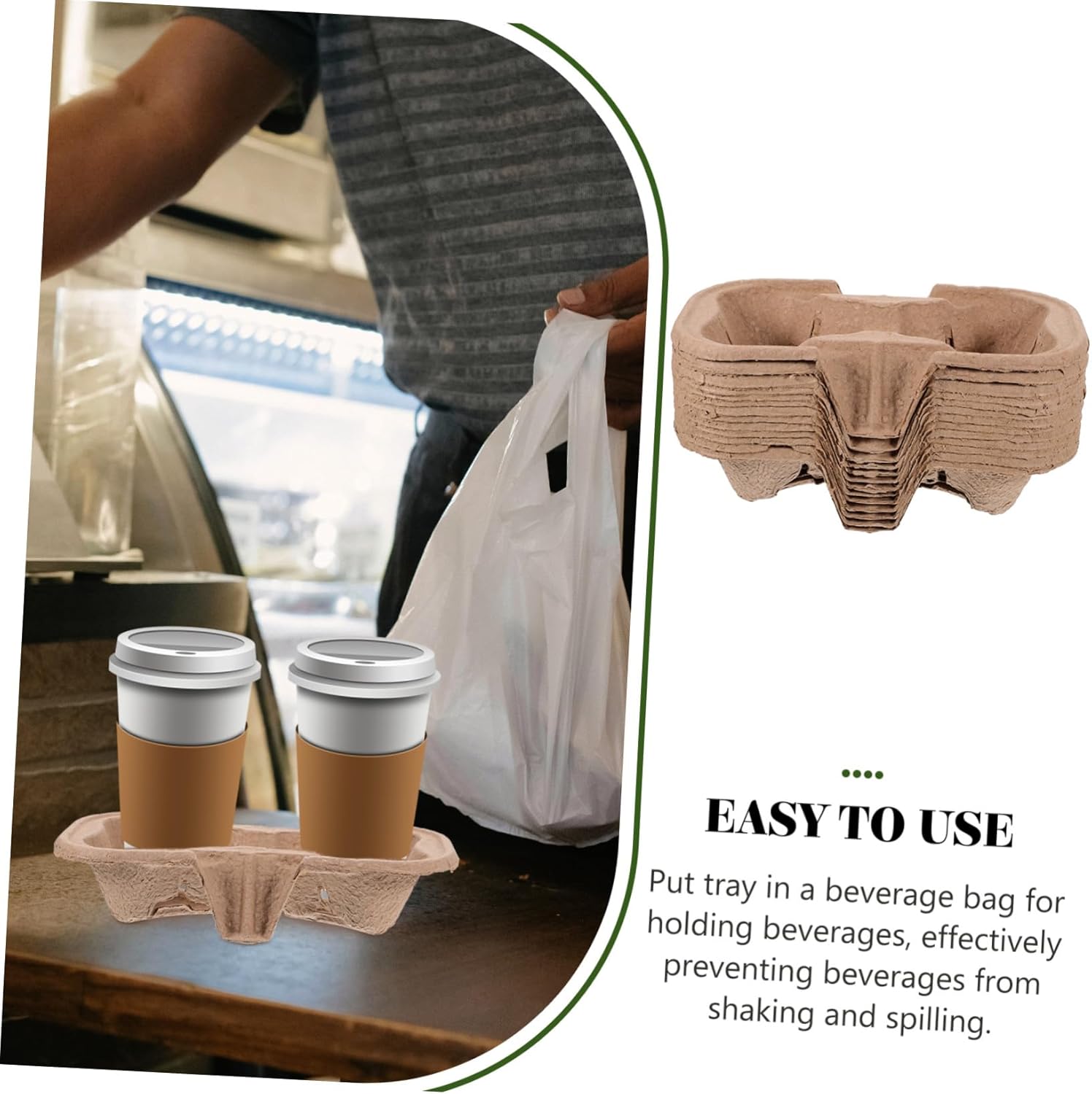 SOLUSTRE 50pcs Cup Holder Tray Pulp Coaster for Portion Cups Beverage Organizer Takeout Holder Outdoor Trays Sturdy Paper Material