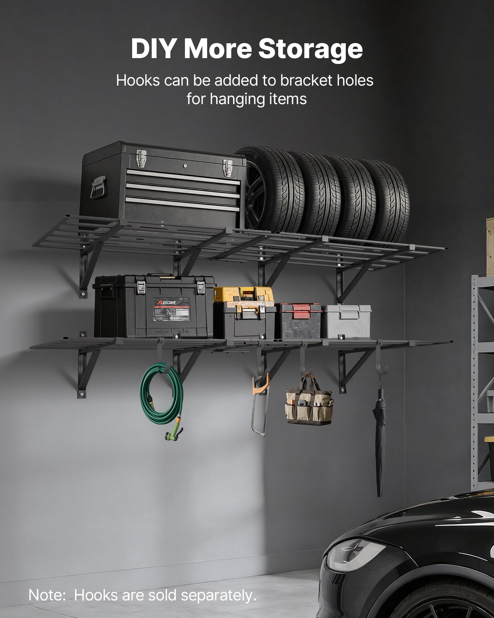 VEVOR 2er-Set Garagenregal 1832x635x305mm Werkzeugaufbewahrung 362 kg pro Schicht Werkzeughalter Wand 1832x635 mm Regalfläche Aufbewahrungsregale Metallregal Werkzeug Organizer Wandregale
