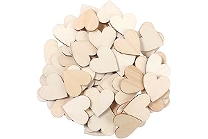 Wood Heart Cutouts, 1.5-Inch Unfinished Heart Cutouts for DIY Crafts(100 Pcs)