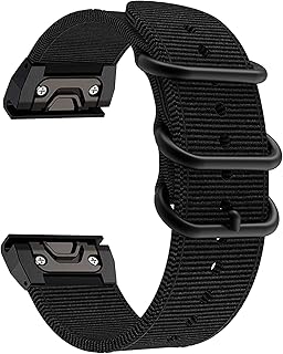 EANWireless for Fenix 7X/5X/6X Watch Band replacement Easy Fit, 26mm Woven Nylon Breathable Wristband Strap Compatible for Garmin Fenix 6X Pro/ Fenix 5X plus/Fenix 3HR Smart Watch-Black