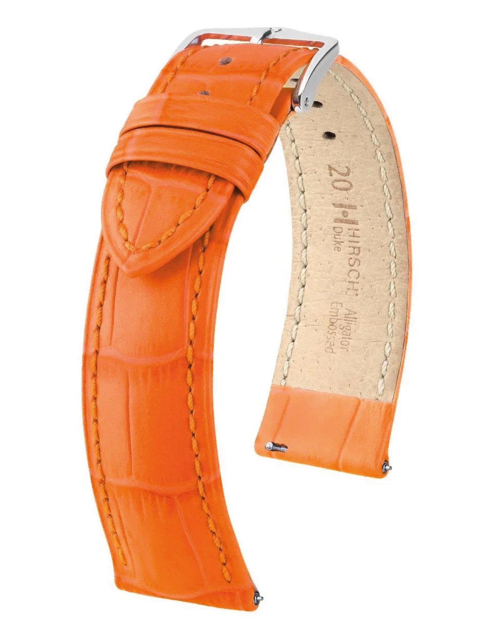 Hirsch Uhrenarmband Duke L 22 mm Leder Orange 01028076-2-22