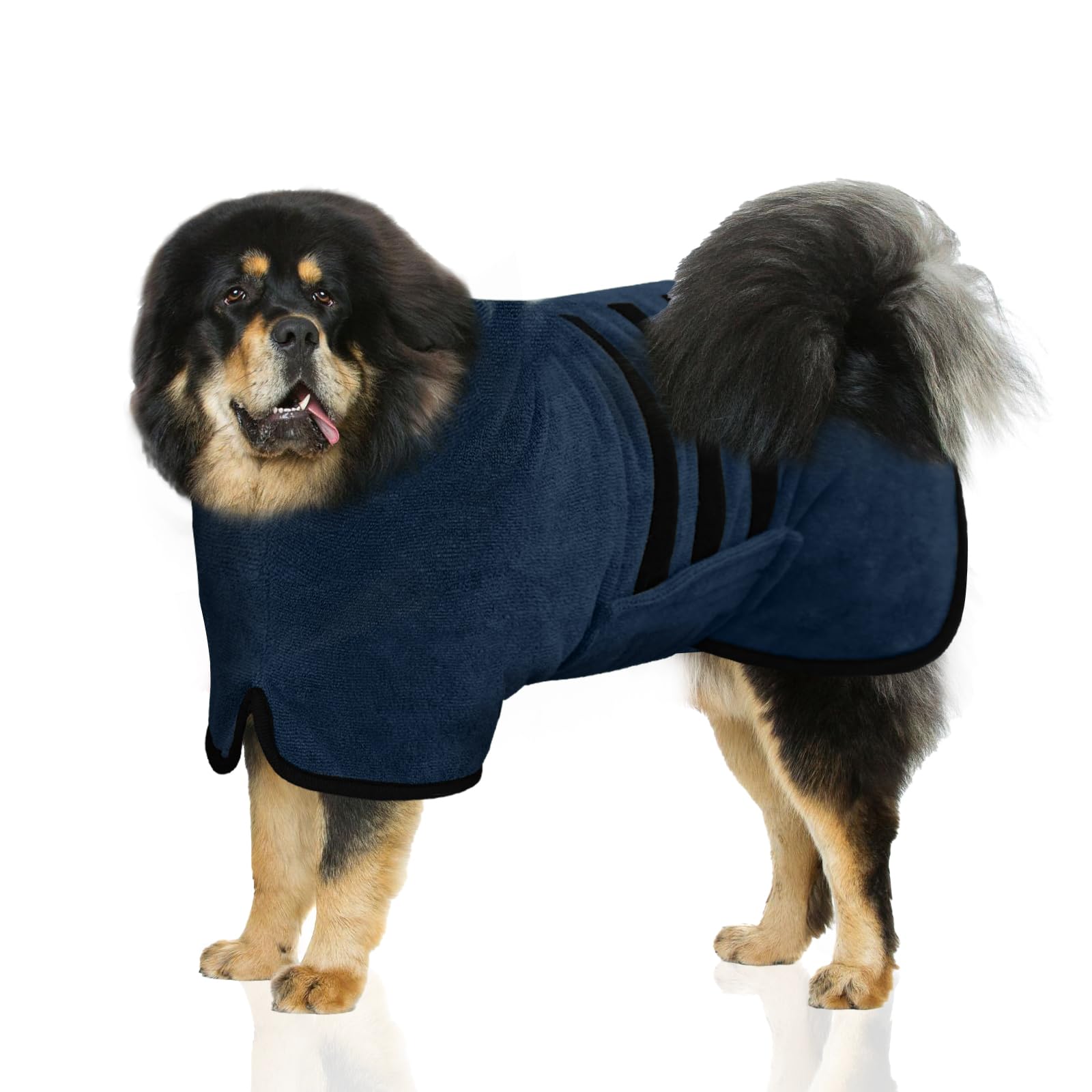 WUFANC Hundebademantel aus Mikrofaser, Bademantel Hund Extra SaugfäHig und Schnell Trocknendes mit Klettverschluss und Verstellbarem Schrumpfband, für Große Mittel und Kleine Hunde (S)
