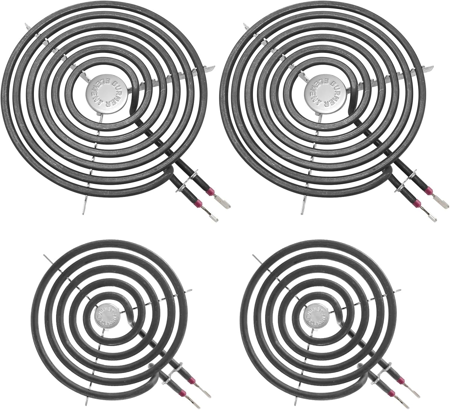 WB30M1 and WB30M2 GE Hotpoint Electric Stove Burner Replacement Element, Perfectly Fit GE Hotpoint Electric Range Stove Top-Includes 2 * 8'' and 2 * 6'' Black Element