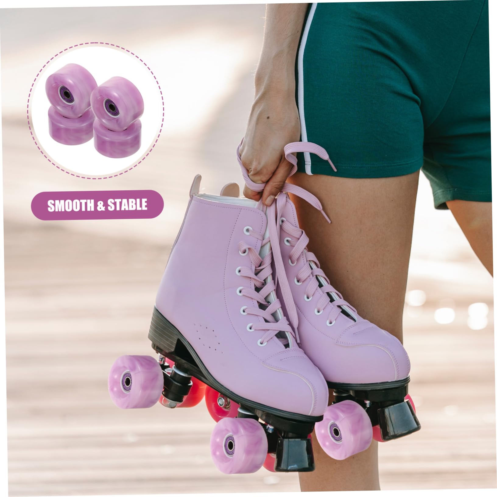 Ruedas de Patín en Línea 83 Mm 82a Pu Doble Color Púrpura Rodamientos, Alta Elasticidad, Resistentes al Desgaste, Juego de 4 Ruedas para Patinaje al Aire Libre y Color Aleatorio