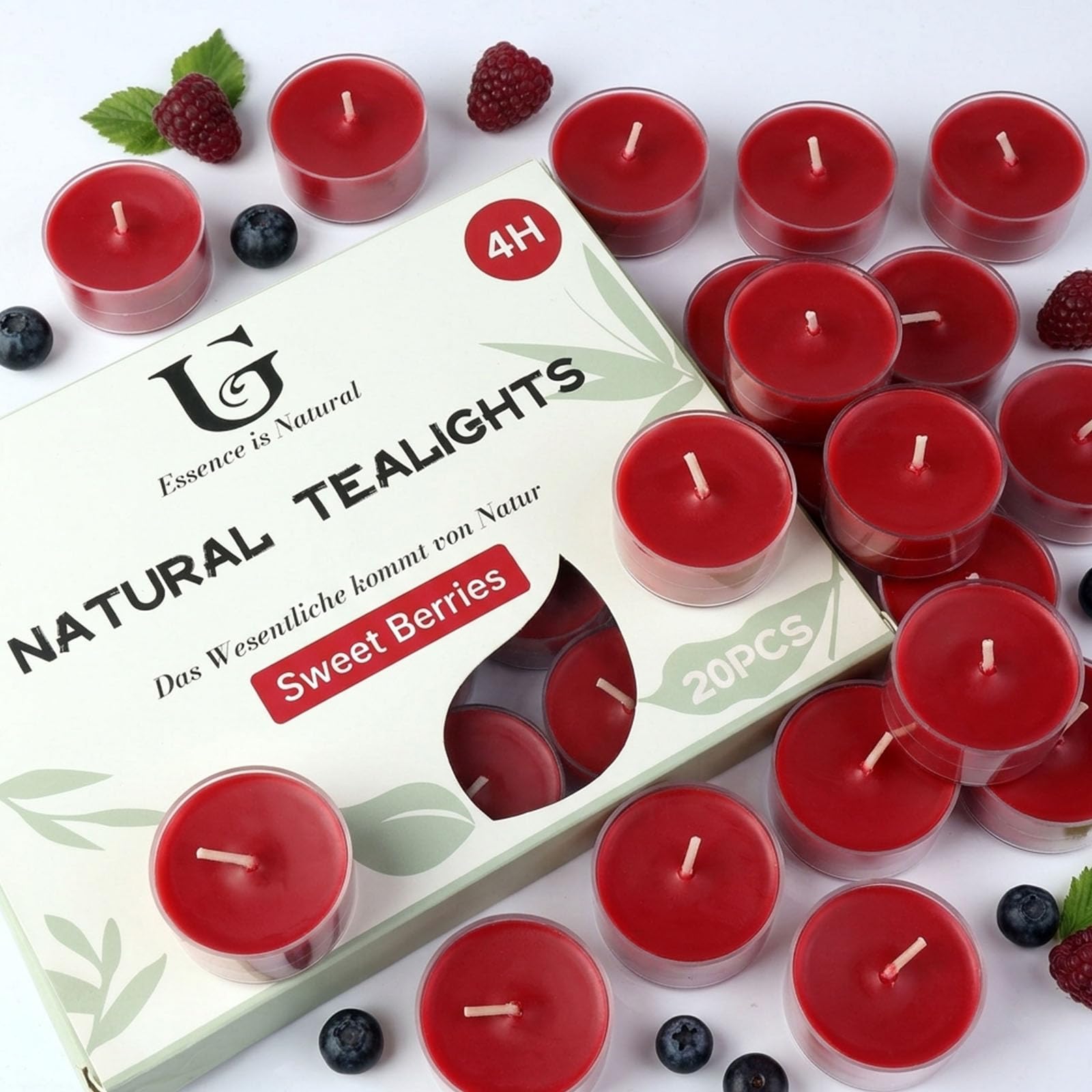 20 Pack Sweet Berries Scented Tea Light Candles, 4-Hour Burn Time, Long-Burning Scented Tea Lights for Home, Relaxation, Romantic Dinners & Weddings