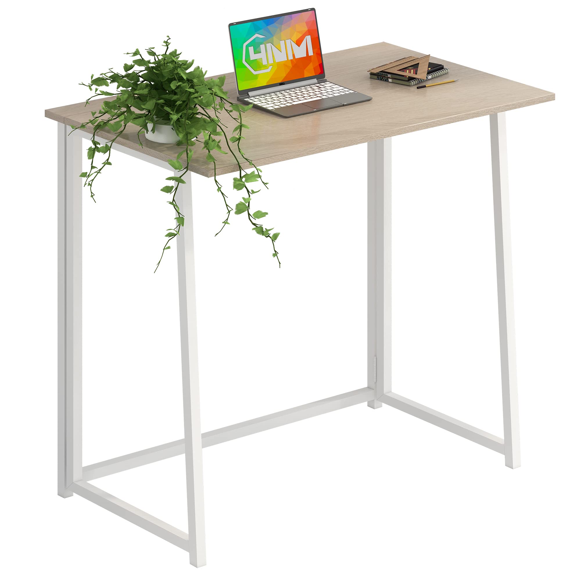 Photo 1 of 4NM 31.5" Small Folding Desk, Simple Assembly Computer Desk Home Office Desk Study Writing Table for Small Space Offices - Natural and White 31.5" Natural and White